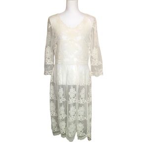 Sundance Cream Mesh Lace Overlay
